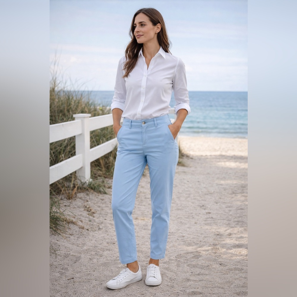 Tommy Hilfiger Light Blue Chino Pants Size 2 26x27 Slim Straight Preppy Casual